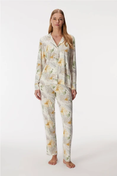 MAN11426 11426 Kadın Uzun Kol Gömlek ve Pantolon Takım