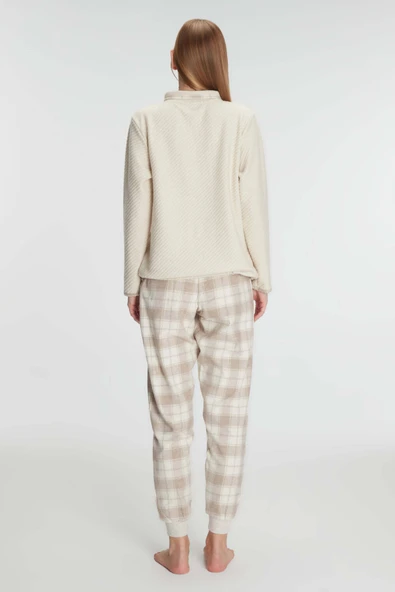 MAN11210 Anıl 11210 Kadın Fermuarlı Uzun Kol Sweatshirt Pantolon Takım Viskon ve Pamuklu Pijama Takımı - 2
