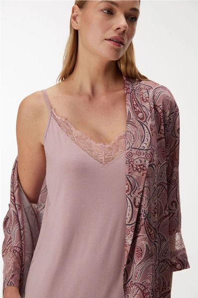 MAN11345 11345 Kadın Sabahlık ve Gecelik Takım - Resim 7