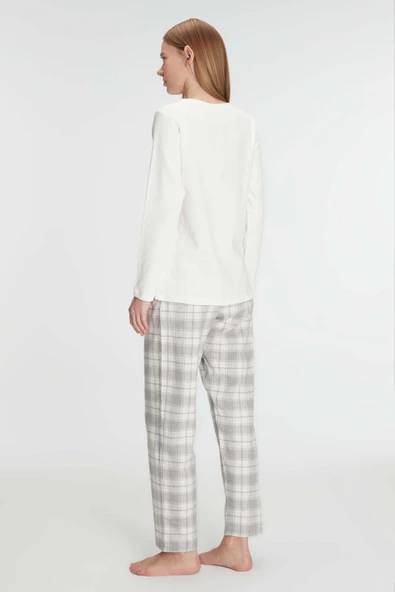 MAN11253 Anıl Kadın Uzun Kollu Pamuklu Kışlık Pijama Takımı Yumuşak ve Rahat Ev Şıklığı 11253 - Resim 5