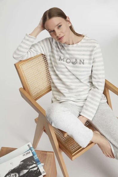 MAN11256 Anıl 11256 Kadın Pamuklu Uzun Kollu Pijama Takımı - 2