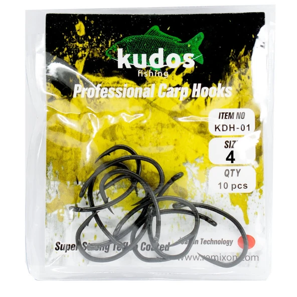 Kudos KDH-01 Sazan İğnesi (10 Adet) No4- Carp Hooks Boilie İğnesi 10'lu Paket