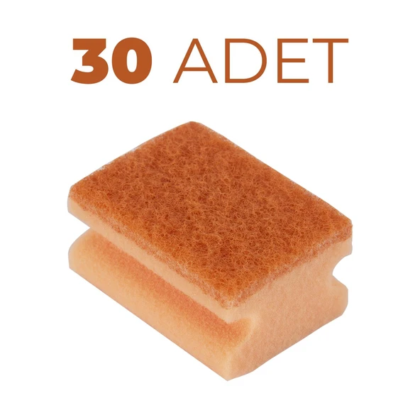 Everklean Oluklu Turuncu Tırnak Korumalı Bulaşık Süngeri 30'lu