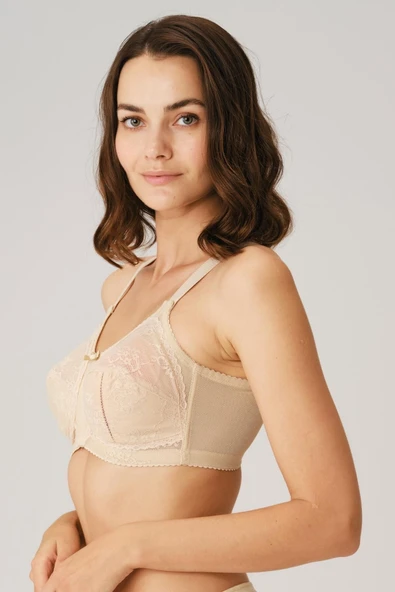 MAN3717 Kadın Balenli Desteksiz Dolgusuz Toparlayıcı Dantelli Küçültücü Sütyen (3717) - Resim 3
