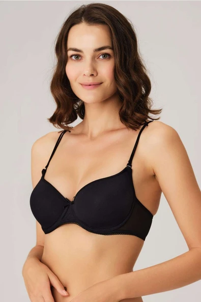 MAN3106 Kadın Balenli Desteksiz Dolgusuz Askıları Çıkabilen Yumuşak Süngerli Günlük Klasik T-Shirt Sütyeni (3106) ürün görseli