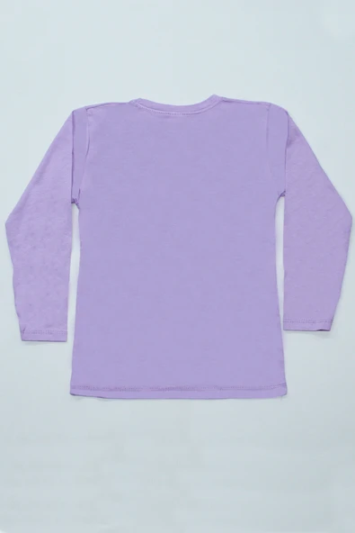 KIZ ÇOCUK UZUN KOLLU TSHİRT PULLU HARF BASKILI BİSİKLET YAKA E9 - 9