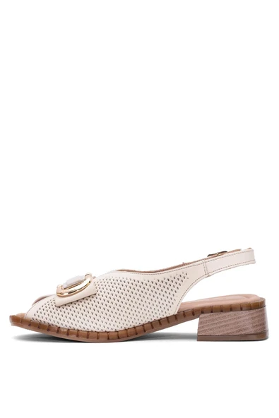Venüs 2512003 Kadın Hakiki Deri Tokalı Kalın Topuk Comfort Sandalet - 6