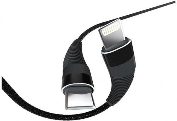 PDAteknoloji Apple iPhone Lightning 5A 100 W Örgülü Hızlı Şarj ve Data Kablosu 1 Metre Siyah SZC-01 - Resim 3