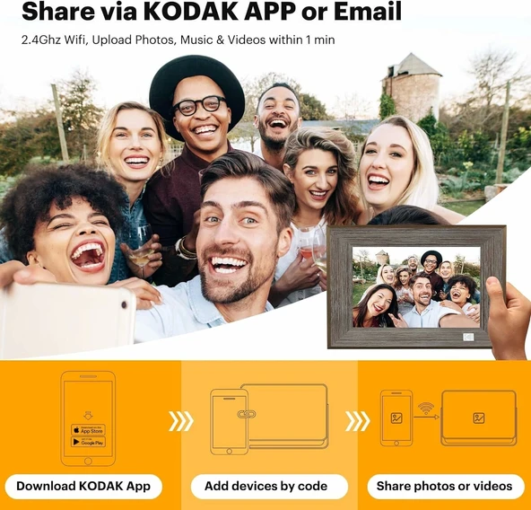 KODAK WiFi Dijital Resim Çerçevesi, 10.1 Inc Dokunmatik Ekran, 32GB Alan - 4