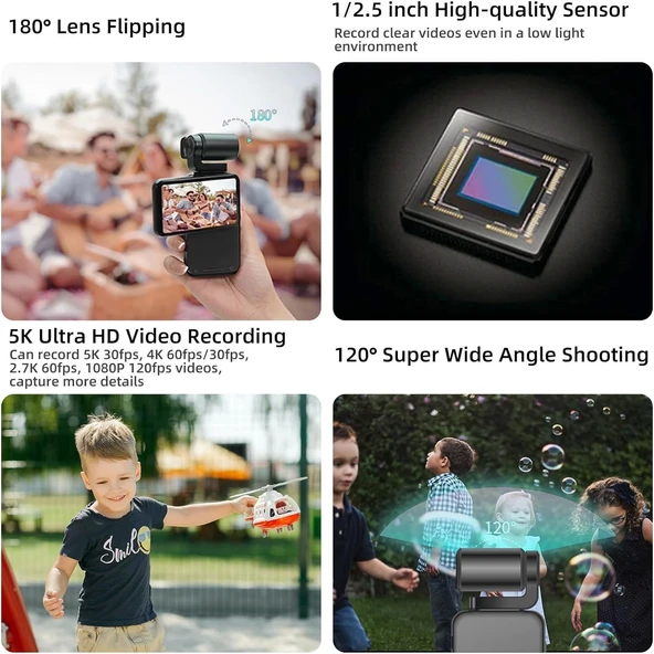 ORDRO Kamera 5K 56MP Video Kamera WiFi IR Gece Görüşlü Vlogging Kamera - 3