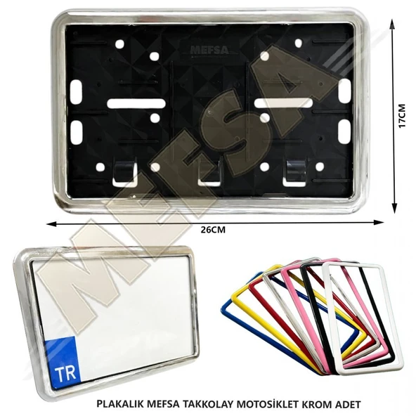 Çerçeveli Motor Plakalık Plaka Altlığı Krom 1 Adet - 2