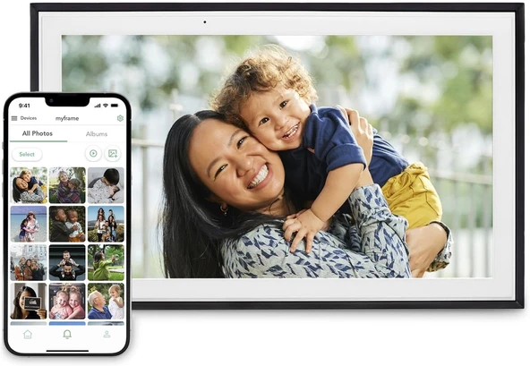 Skylight 15 Inc Dijital Resim Çerçevesi - Dokunmatik - Telefon Kontrollü, Siyah