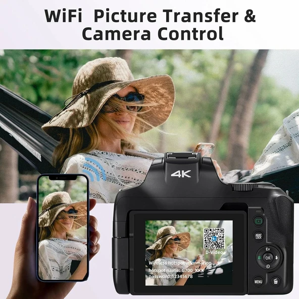 ORDRO 4K 64MP Vlog Kamerası, 12X Optik Zoom - Fotoğrafçılık Otomatik Odakla - 3