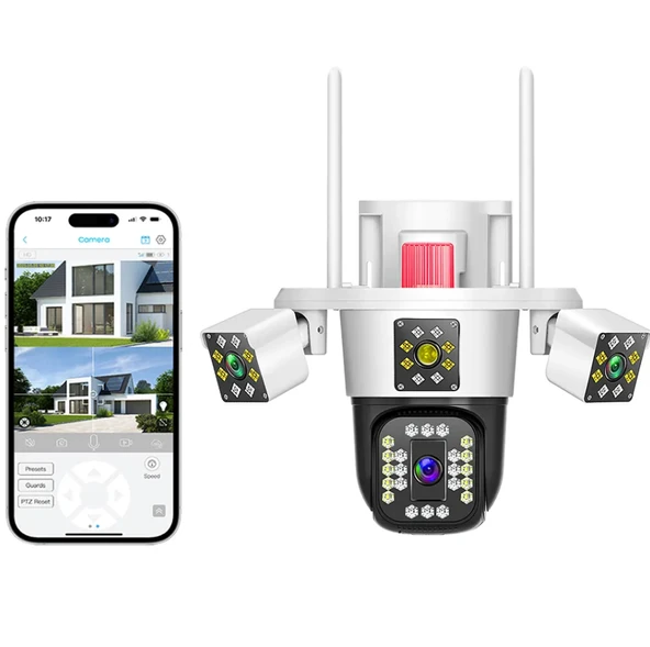 360 Derece 10x Zoom 3 Ekranlı HD Gece Görüş Kamerası Dış Mekan Ve İç Mekan Koruma Yüksek Çözünürlük