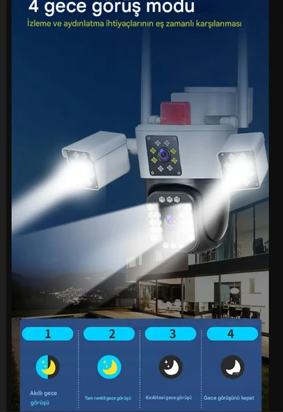360 Derece 10x Zoom 3 Ekranlı HD Gece Görüş Kamerası Dış Mekan Ve İç Mekan Koruma Yüksek Çözünürlük - 3
