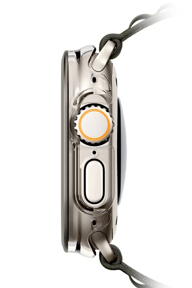 Apple Watch Ultra 49mm Kılıf Kasa Koruyucu Temperli Ekran Koruyucu 2 in 1 Camlı Kasa  Titanium Silver - 3