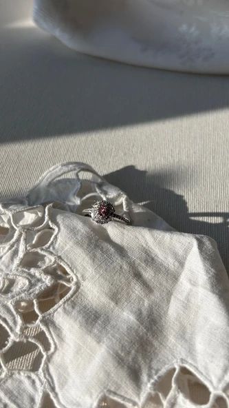 925 ayar gümüş Yakut taşlı yüzük - 4