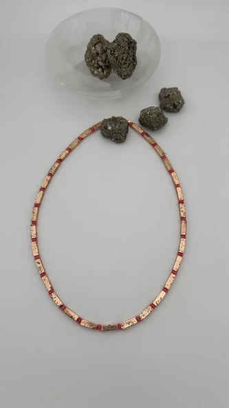 Gold lav taşı mercan kolye - 2
