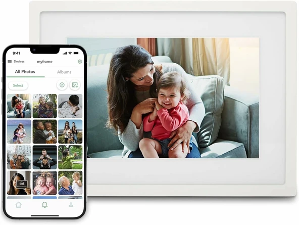 Skylight 10 Inc Dijital Resim Çerçevesi - Dokunmatik - Telefon Kontrollü, Beyaz