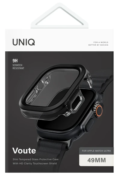 Apple Watch Ultra 49mm Kılıf Kasa Koruyucu Temperli Ekran Koruyucu 2 in 1 Camlı Kasa  BLACK - 4