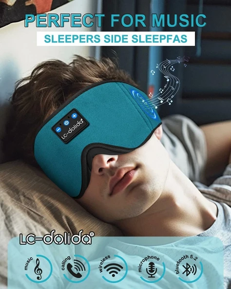 LC-dolida 3D Uyku Maskesi - Bluetooth Kablosuz Müzik - Mavi - 3