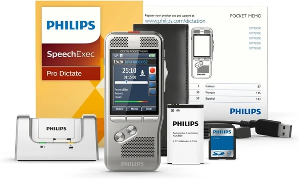 Philips DPM-8000 Cradle ve Speechexec Pro Yazılımlı Profesyonel Dijital Not Alıcısı - 2