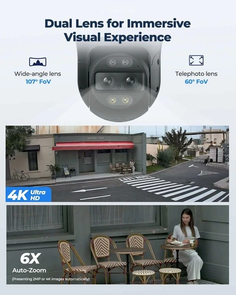 Reolink PTZ Güvenlik Kamera Sistemi 4K, Çift Lensli IP PoE 360 Kamera - 2