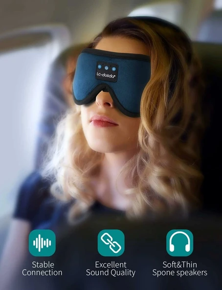 LC-dolida 3D Uyku Maskesi - Bluetooth Kablosuz Müzik - Lacivert - 4