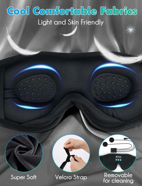 LC-dolida 3D Uyku Maskesi - Bluetooth Kablosuz Müzik - Lacivert - 2