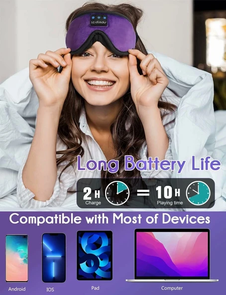 LC-dolida 3D Uyku Maskesi - Bluetooth Kablosuz Müzik - Menekşe - 4