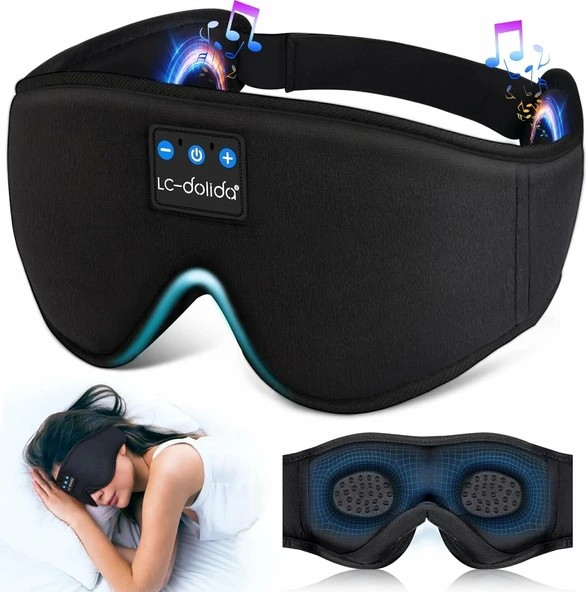 LC-dolida 3D Uyku Maskesi - Bluetooth Kablosuz Müzik - Siyah - 1