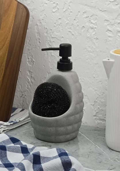 Taş Desenli Sıvı Sabunluk - Sünger Hazneli Mutfak Sabunluğu - 700 ML -  Baklava Desen
