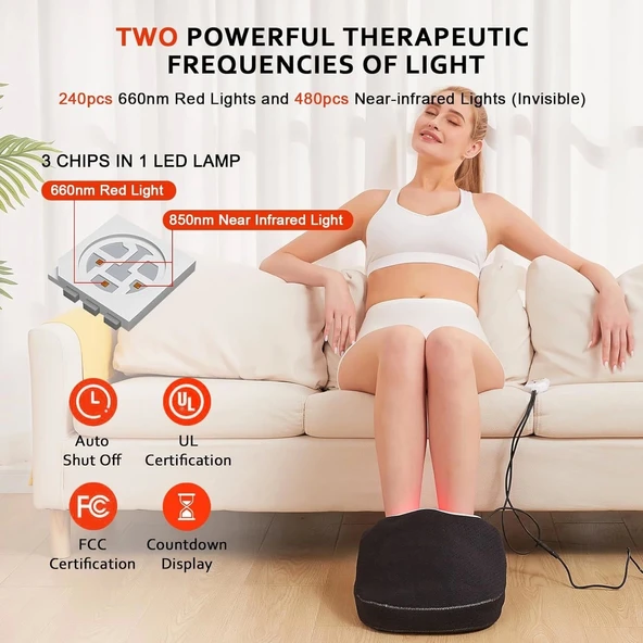 JOBYNA Ayak ve Ayak Bileği için Kızılötesi Işık ve Kırmızı Işık, 850nm Kızılötesi Işık - 2