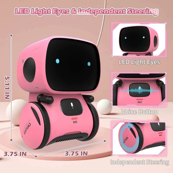 KaeKid Dokunmatik Sensörlü İnteraktif Akıllı Robotik - Pembe - 2