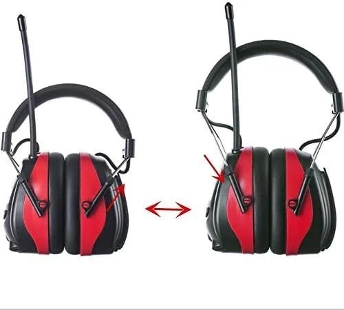 PROTEAR Bluetooth AM FM Radyo Kulaklıklar, 25dB Kulak Koruma - Kırmızı - 4