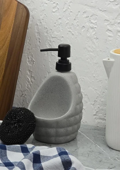 Taş Desenli Sıvı Sabunluk - Sünger Hazneli Mutfak Sabunluğu - 700 ML -  Baklava Desen - 2