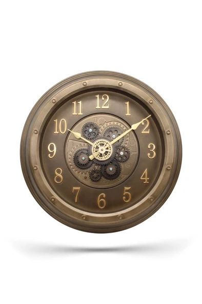 Efe Mark Premium Serisi Antik Eskitme Kadranlı Döner Çarklı Ev ve Ofis Duvar Saati Kabartma Latin Rakamlı 40 CM Gold ürün görseli