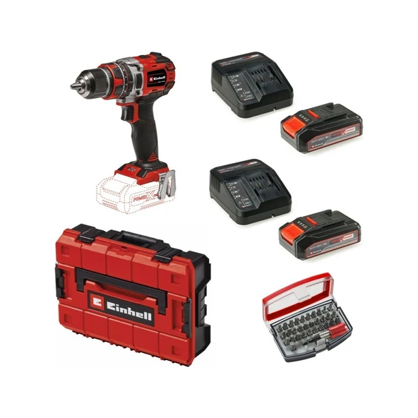 Einhell Tp-Cd 18/50 Li-I Bl Solo Akülü Vidalama Seti + 2 x 2.5 Ah Starter Kit (Bits Uç ve Çanta Dahil)
