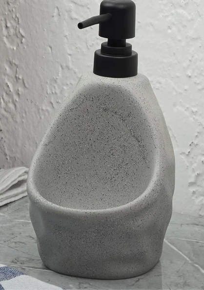 Taş Desenli Sıvı Sabunluk - Sünger Hazneli Mutfak Sabunluğu - 700 ML -  Çakıl Desen - 2