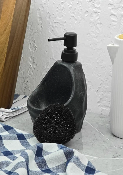 Taş Desenli Sıvı Sabunluk - Sünger Hazneli Mutfak Sabunluğu - 700 ML -  Çakıl Desen - 8