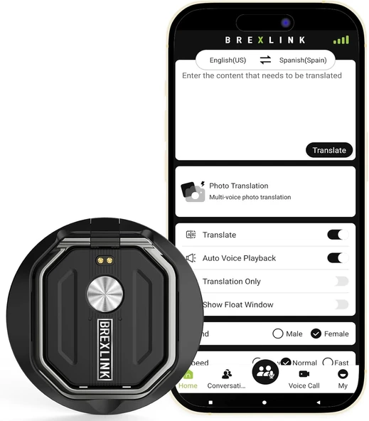 BrexLink Telefon Kontrollü AI Tercüman Cihazı, 140'tan fazla Dil