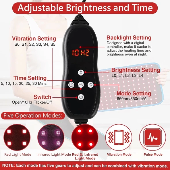 JOBYNA Kırmızı ve Kızılötesi Işık Terapi Kemeri, 660nm L-E-D Kırmızı Işık - 4