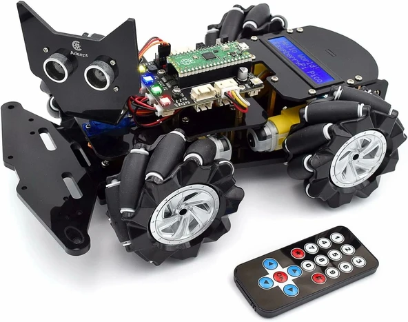 Adeept 4WD Çok Yönlü Mecanum Tekerlekler Robotik Araç Kiti