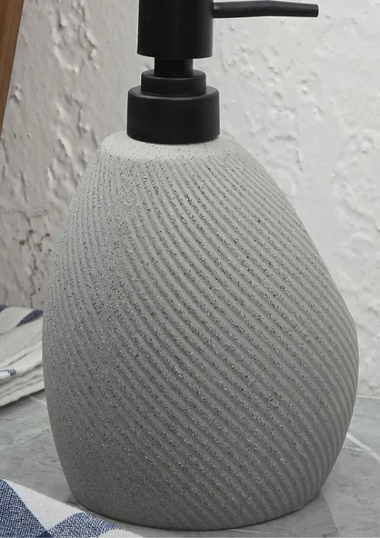 Taş Desenli Sıvı Sabunluk - Sünger Hazneli Mutfak Sabunluğu - 700 ML -  Çizgi Desen - 3