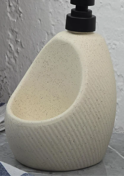 Taş Desenli Sıvı Sabunluk - Sünger Hazneli Mutfak Sabunluğu - 700 ML -  Çizgi Desen - 6