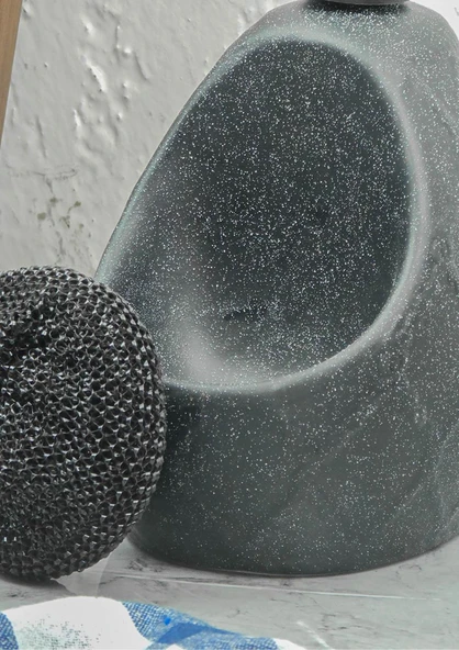 Taş Desenli Sıvı Sabunluk - Sünger Hazneli Mutfak Sabunluğu - 700 ML - Prizma Desen - 8