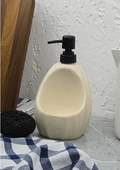 Taş Desenli Sıvı Sabunluk - Sünger Hazneli Mutfak Sabunluğu - 700 ML - Dalga Desen - 5
