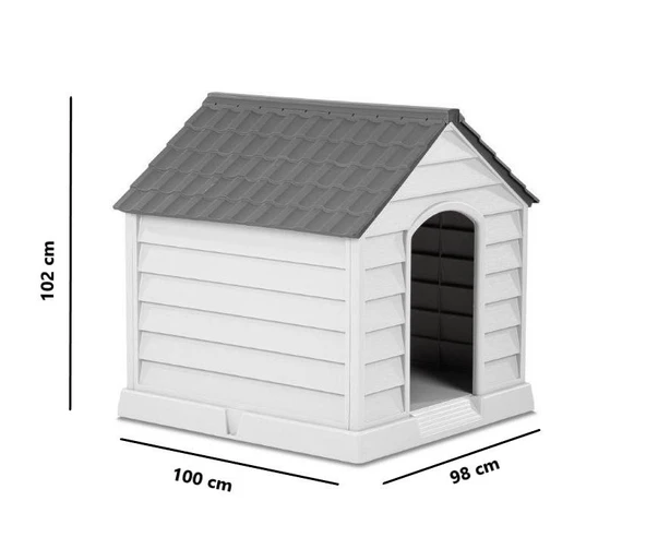 Omnipazar SY-5101 Dış Mekan Plastik Büyük Pet Köpek Kulubesi Antrasit-Taş Gri - 2