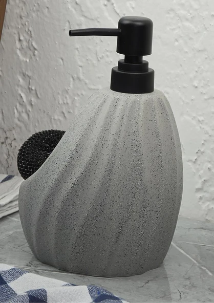 Taş Desenli Sıvı Sabunluk - Sünger Hazneli Mutfak Sabunluğu - 700 ML - Dalga Desen - 3