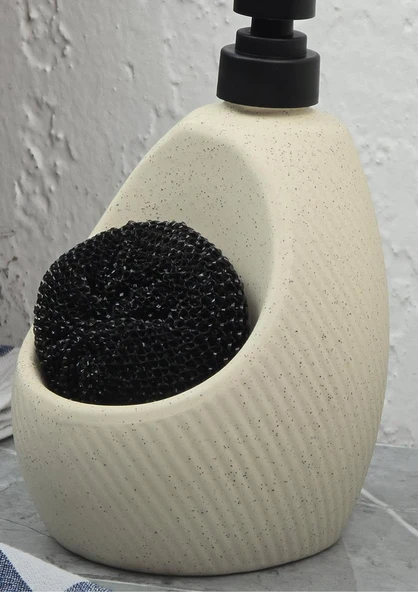 Taş Desenli Sıvı Sabunluk - Sünger Hazneli Mutfak Sabunluğu - 700 ML -  Çizgi Desen - 5